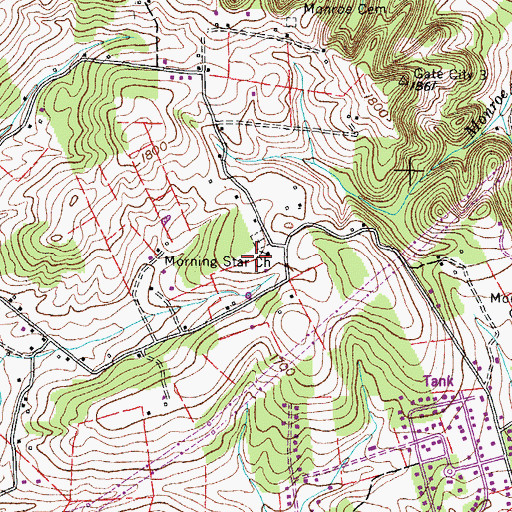 Topographic Map of Lees School (historical), TN
