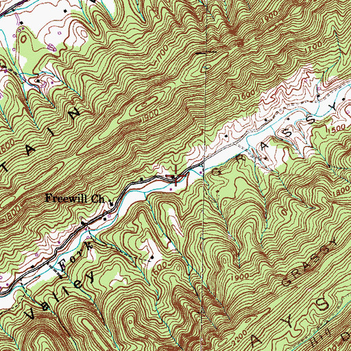 Topographic Map of Lower Grassy School (historical), TN