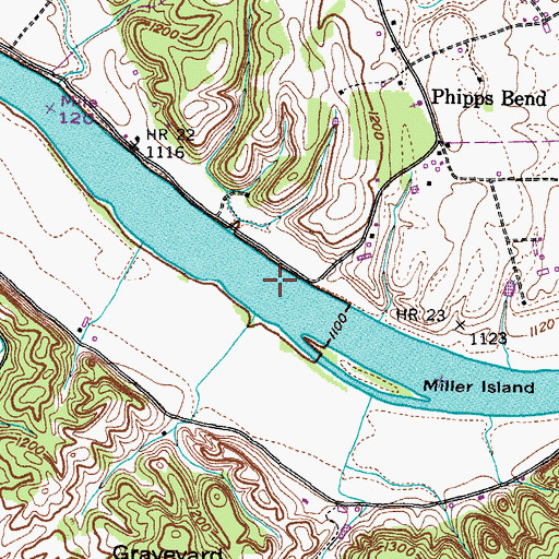 Topographic Map of Lyons Ford, TN