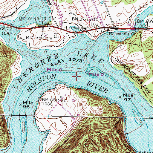 Topographic Map of Maddox Ford (historical), TN