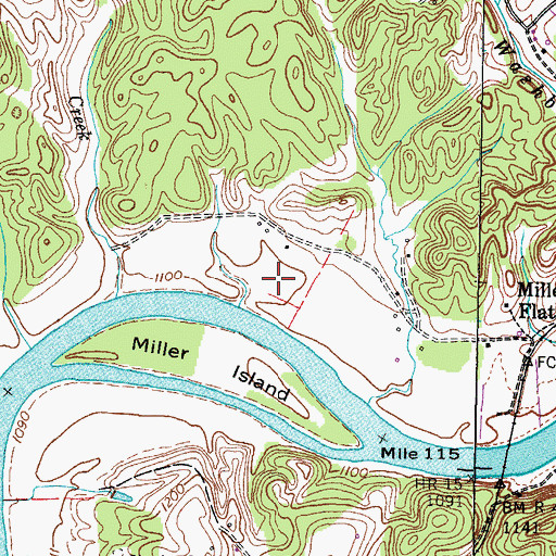 Topographic Map of Miller Flats, TN