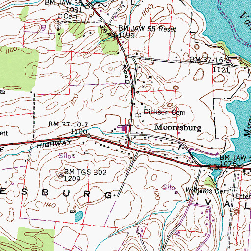 Topographic Map of Mooresburg Elementary School, TN