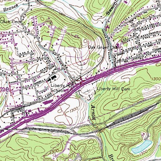 Topographic Map of Mount Carmel Church (historical), TN