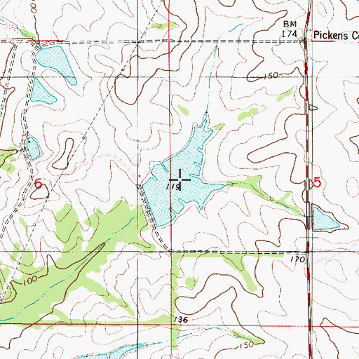 Topographic Map of State Cattle Ranch Lakes, AL