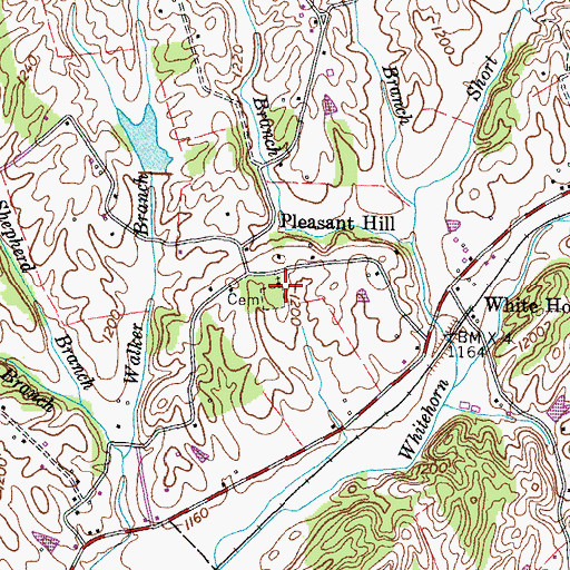 Topographic Map of Pleasant Hill Church, TN