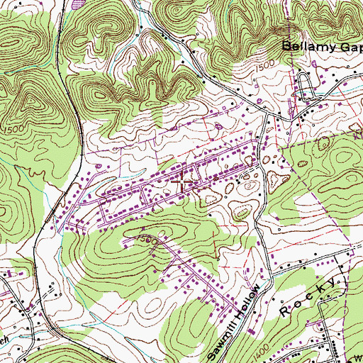 Topographic Map of Ponderosa Estates, TN