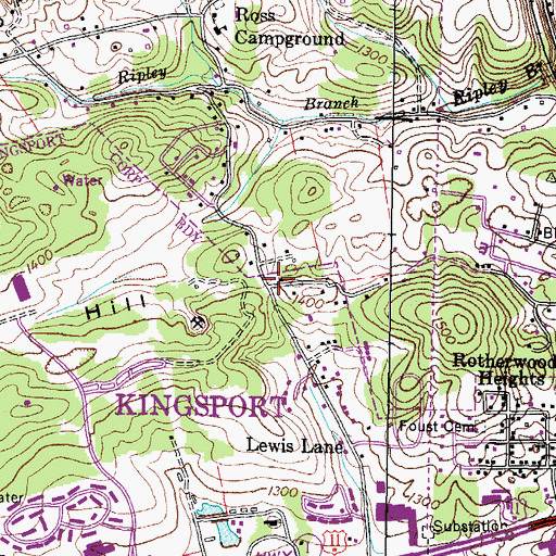 Topographic Map of Rocky Hill School (historical), TN