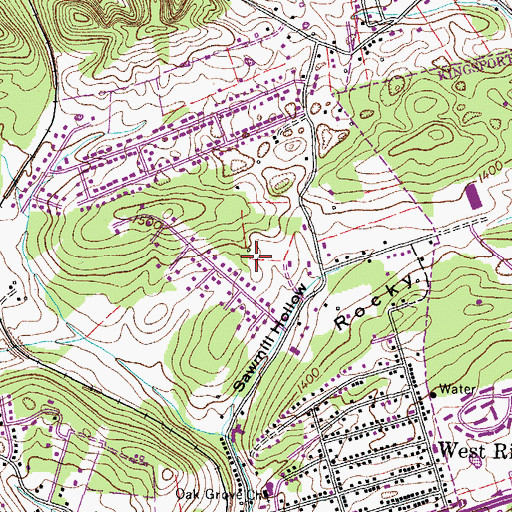 Topographic Map of Seven Oaks, TN