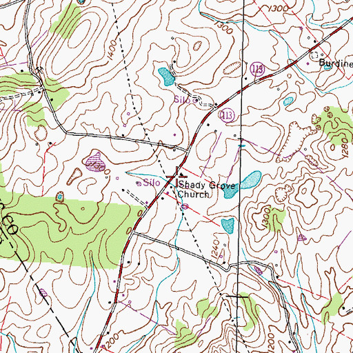 Topographic Map of Shady Grove School (historical), TN
