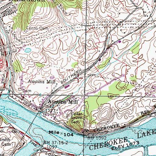 Topographic Map of Spears Chapel (historical), TN