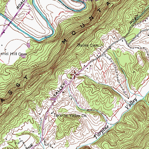 Topographic Map of Tarpin Valley School (historical), TN