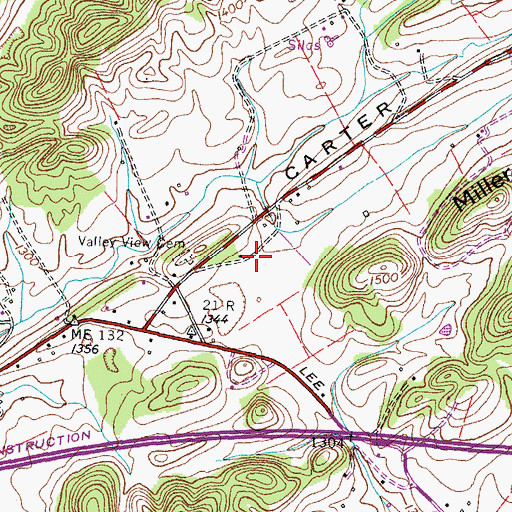 Topographic Map of Valley View Church (historical), TN