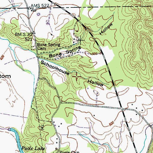 Topographic Map of Bone Spring School (historical), TN