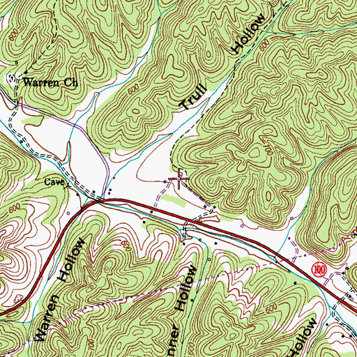 Topographic Map of Brush Creek Church of Christ, TN