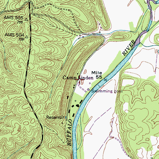 Topographic Map of Camp Linden, TN