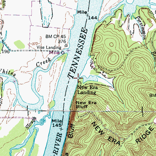 Topographic Map of Cedar Creek, TN