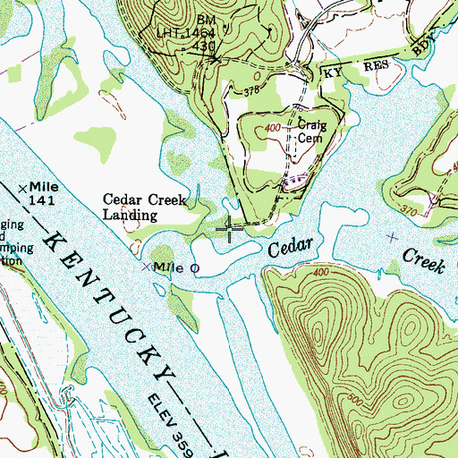 Topographic Map of Cedar Creek Dock, TN