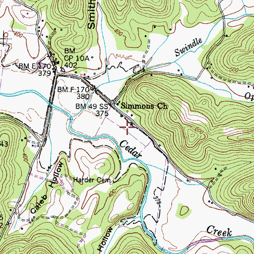Topographic Map of Cedar Creek School (historical), TN