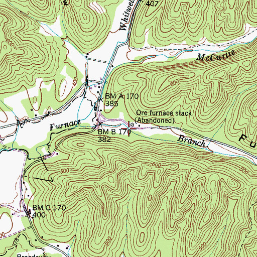 Topographic Map of Cedar Grove Furnace (historical), TN