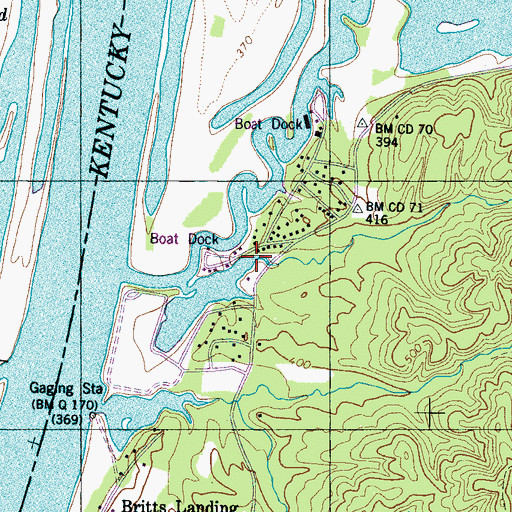 Topographic Map of Crooked Creek Boat Dock, TN