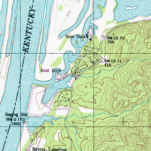 Topographic Map of Crooked Creek Marina, TN