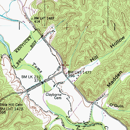 Topographic Map of Happy Hollow Church (historical), TN