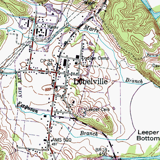 Topographic Map of Lobelville Elementary School, TN