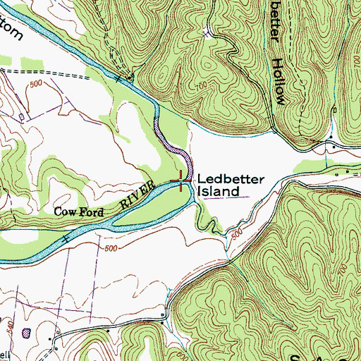 Topographic Map of Locust Ford, TN
