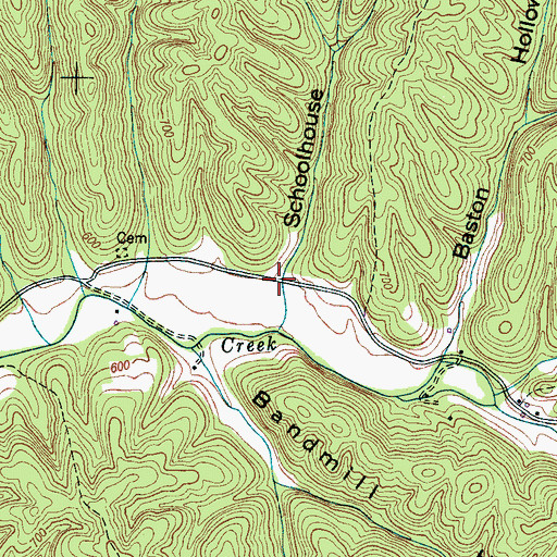 Topographic Map of Lower Hurricane Creek School (historical), TN