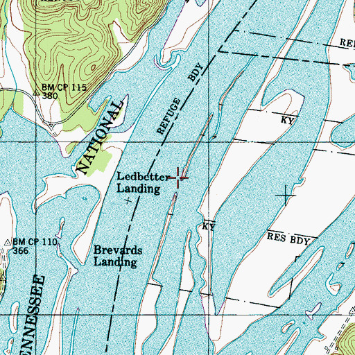 Topographic Map of Poplar Stump Landing (historical), TN