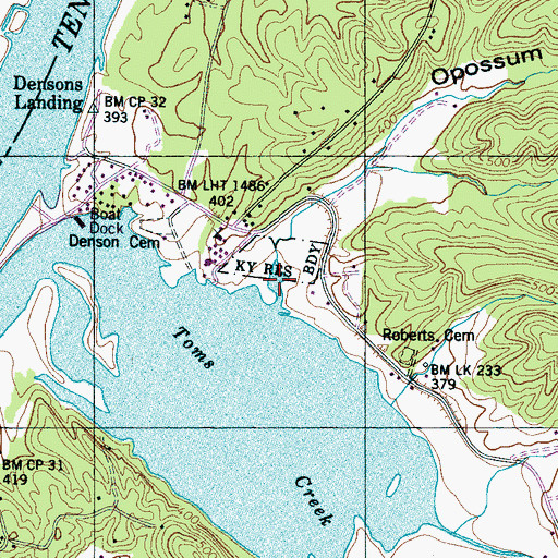 Topographic Map of Roberts Creek, TN