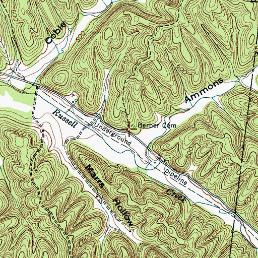 Topographic Map of Russell Creek Church (historical), TN