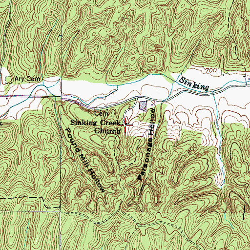 Topographic Map of Sinking Creek School (historical), TN