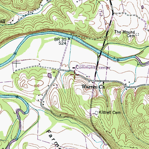Topographic Map of Warren School (historical), TN