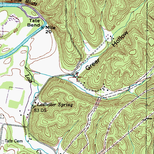 Topographic Map of Warren Spring, TN