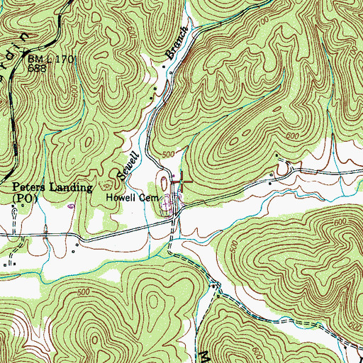 Topographic Map of Whiteoak School (historical), TN