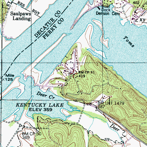 Topographic Map of Toms Creek (historical), TN