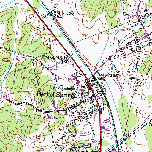 Topographic Map of Bethel Springs Elementary School, TN