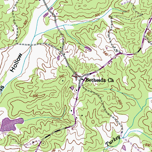 Topographic Map of Bethesda Cemetery, TN