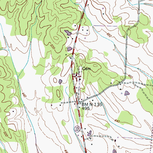 Topographic Map of Calvary Church, TN