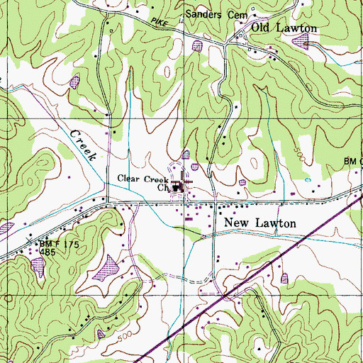 Topographic Map of Clear Creek Cemetery, TN