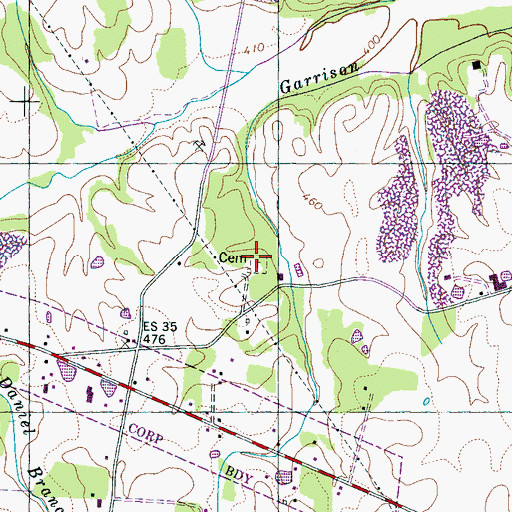 Topographic Map of Clear Creek Cemetery, TN