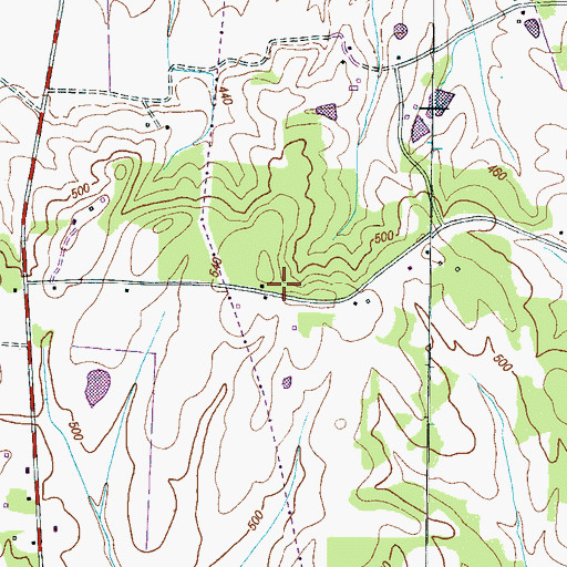 Topographic Map of Hurricane School (historical), TN