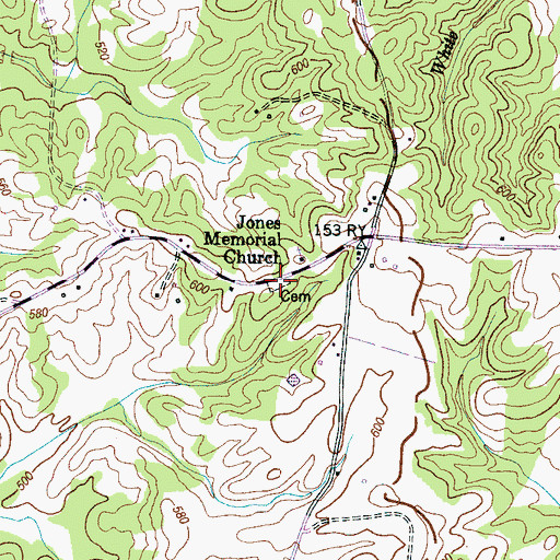 Topographic Map of Jones Cemetery, TN