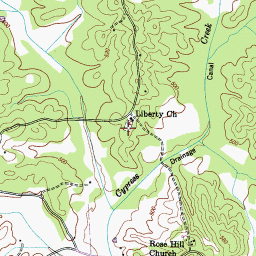 Topographic Map of Liberty Cemetery, TN
