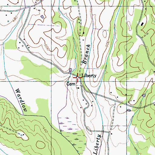 Topographic Map of Liberty School (historical), TN