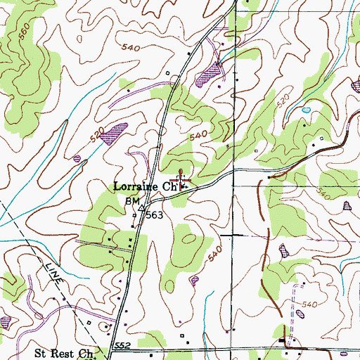 Topographic Map of Lorraine Cemetery, TN