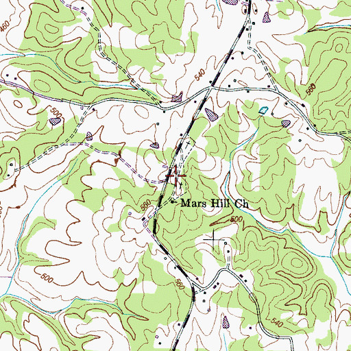 Topographic Map of Mars Hill Cemetery, TN
