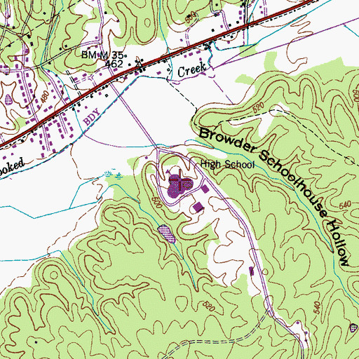 Topographic Map of McNairy Central High School, TN
