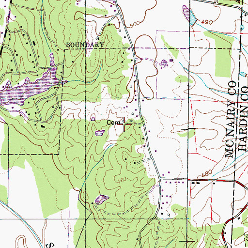 Topographic Map of McWhirter Cemetery, TN